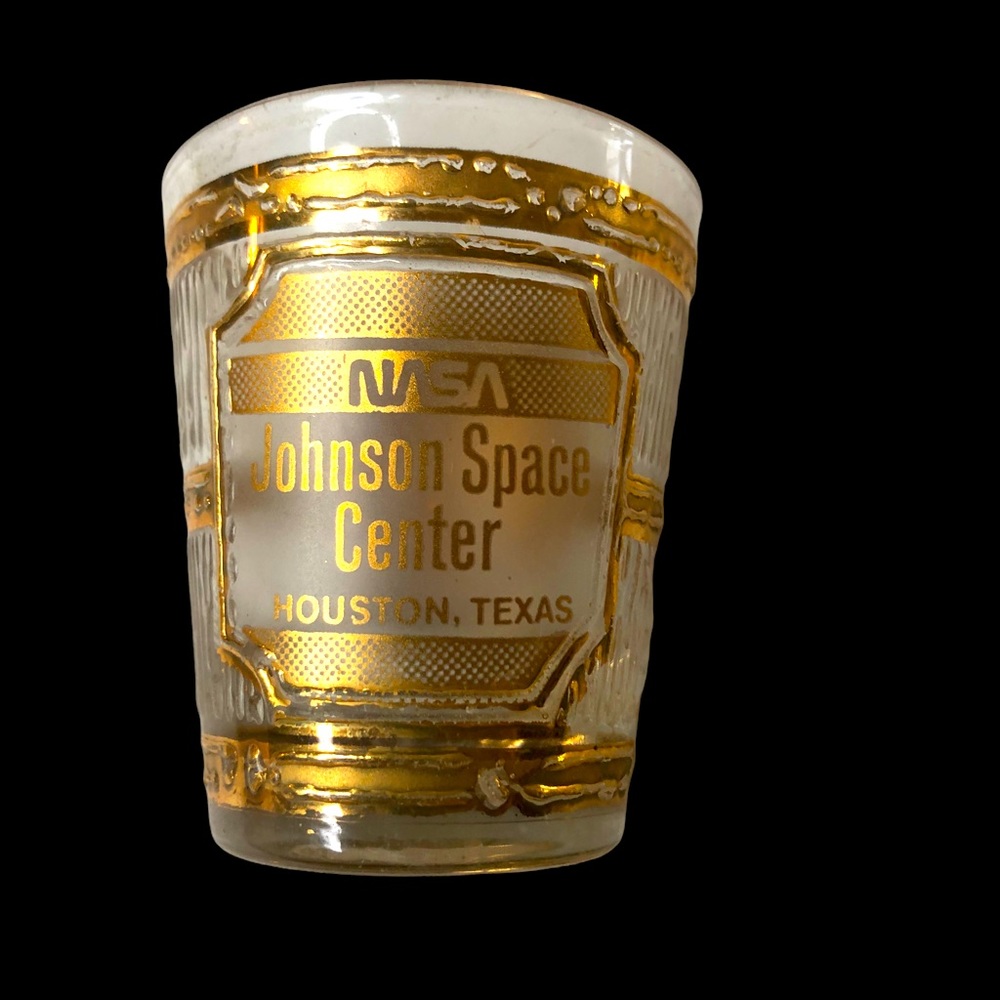 Vintage NASA Johnson Space Center Gold Trimmed Shot Glass Collectible Culver 22K